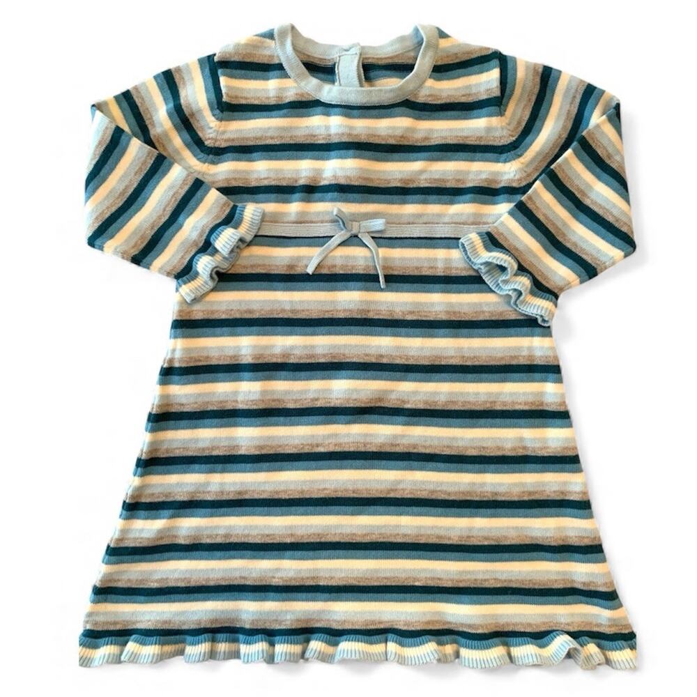 Vtg 2004 Gymboree My Best Friend Sweater Dress Striped Knit Ruffle Hem 12-18m